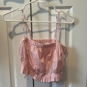 Kimchi Blue Pink White Ruffle Crop Top Size Mradium